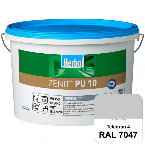 Zenit PU 10 (RAL 7047 Telegrau 4) seidenmatte und strapazierfähige PU-Wandfarbe