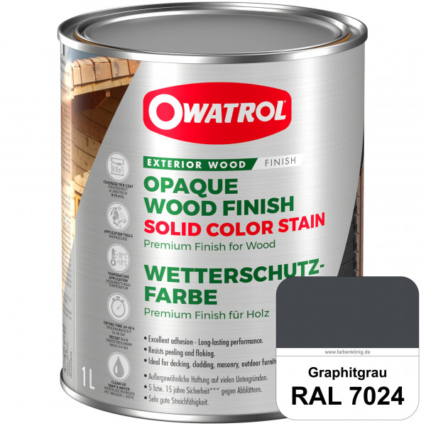 Solid Color Stain (RAL 7024 Graphitgrau) deckende und matte Wetterschutzfarbe außen