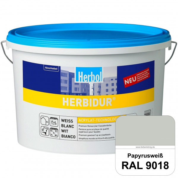 Herbidur (RAL 9018 Papyrusweiß) Reinacrylat-Fassadenfarbe mit Langzeitwetterschutz