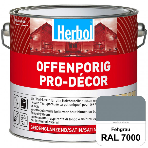 Herbol Offenporig Pro-Décor (RAL 7000 Fehgrau) Hochwertige Ein-Topf-Holzlasur mit 2-Phasen-UV-Schutz