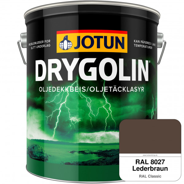 DRYGOLIN Oljedekkbeis - Deckende & wetterbeständige Öllasur für Außen (RAL 8027 Lederbraun)