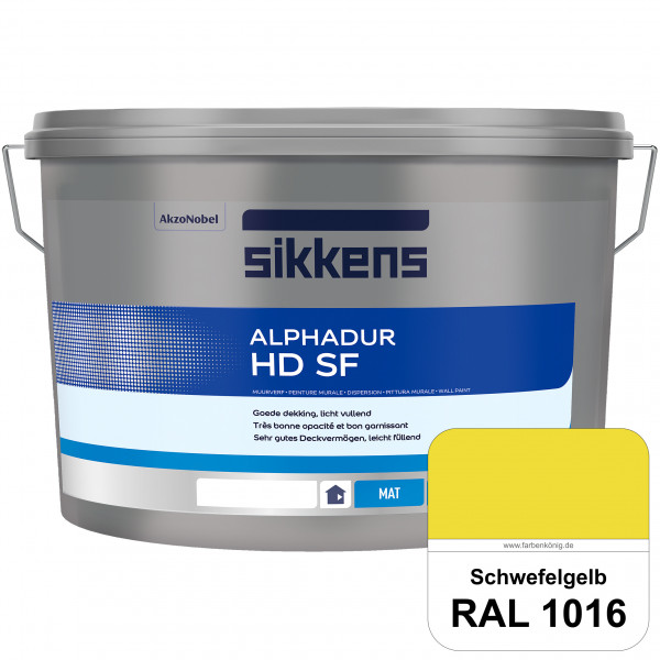 Alphadur HD SF (RAL 1016 Schwefelgelb) matte hochdeckende waschbeständige Innenwandfarbe