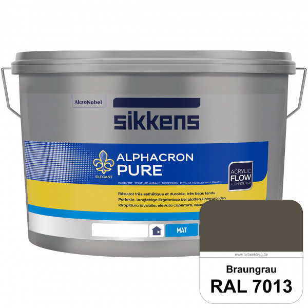 Alphacron Pure (RAL 7013 Braungrau) Edelmatte & hochertige Premium Wandfarbe für glatte Untergründe.