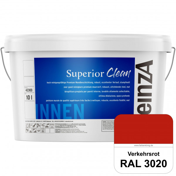 einzA Superior Clean (RAL 3020 Verkehrsrot) Hoch reinigungsfähige, stumpfmatte Premium-Wandbeschicht