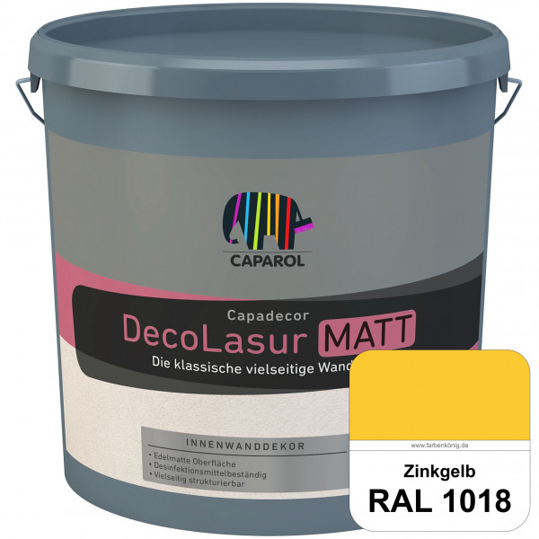 Capadecor DecoLasur Matt (RAL 1018 Zinkgelb) Matte Lasurfarbe auf Dispersionsbasis (innen)
