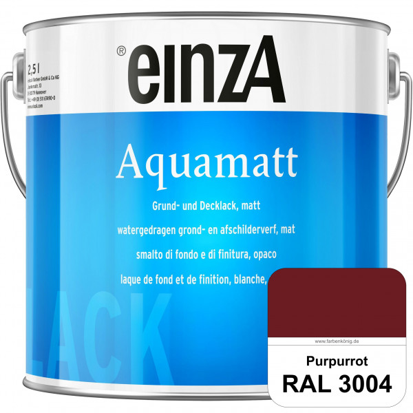 einzA Aquamatt (RAL 3004 Purpurrot) Wasserverdünnbare Vorstreichfarbe & matte Lackfarbe