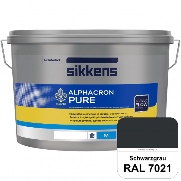 Alphacron Pure (RAL 7021 Schwarzgrau) Edelmatte & hochertige Premium Wandfarbe für glatte Untergründ