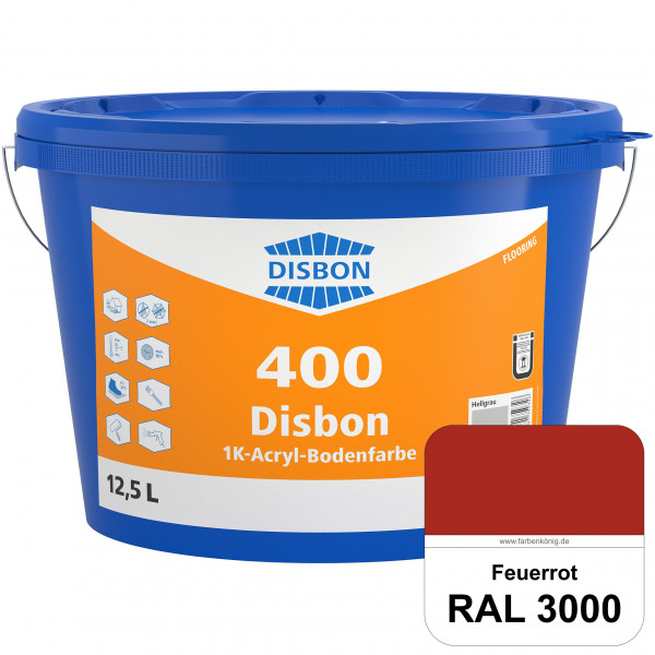 Disbon 400 1K-Acryl-Bodenfarbe (RAL 3000 Feuerrot) Dispersionsbeschichtung für mineralische Bodenflä