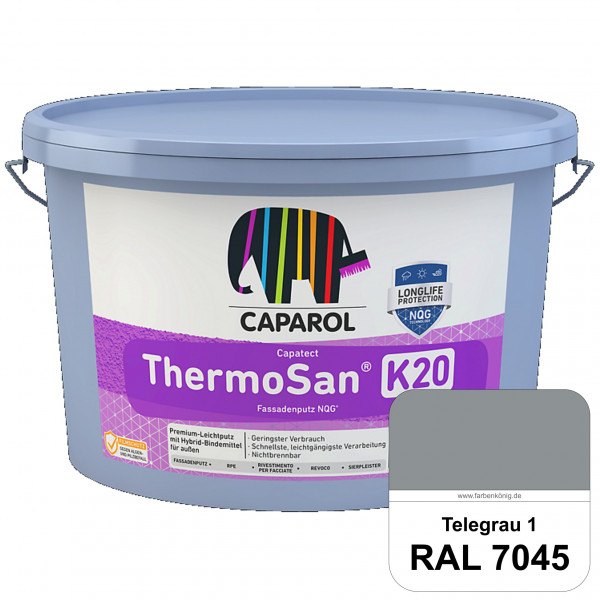 Capatect ThermoSan® Fassadenputz NQG® (R 20) (RAL 7045 Telegrau 1) Reibeputz-Struktur in Körnung 2 m