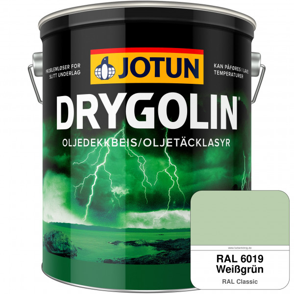 DRYGOLIN Oljedekkbeis - Deckende & wetterbeständige Öllasur für Außen (RAL 6019 Weißgrün)