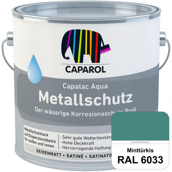 Capalac Aqua Metallschutz (RAL 6033 Minttürkis) wasserbasierter Korrosionsschutz für Stahl & verzink