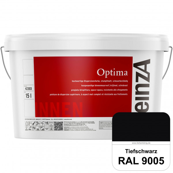 einzA Optima (RAL 9005 Tiefschwarz) Stumpfmatte Dispersionsfarbe für hochwertige Anstriche