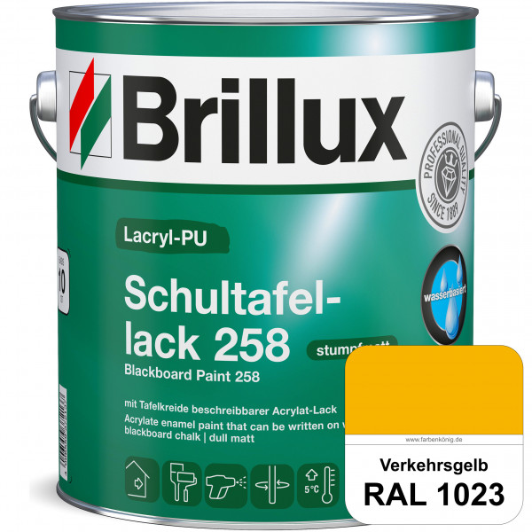Lacryl-PU Schultafellack 258 (RAL 1023 Verkehrsgelb) wasserbasierter und matter Schultafellack (inne