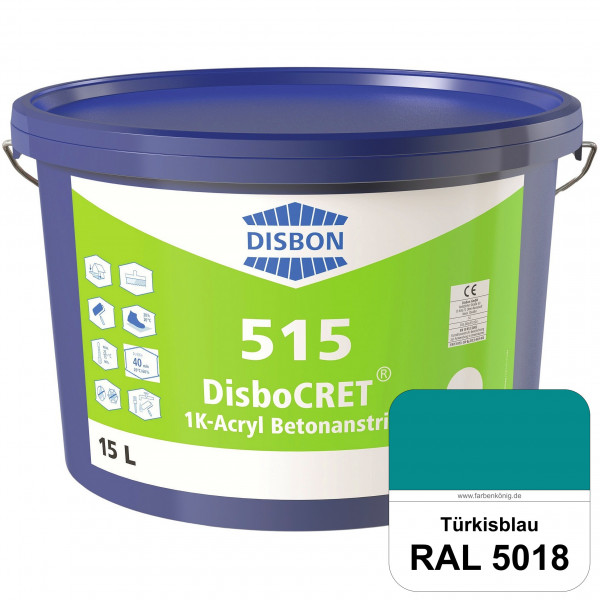 DisboCRET 515 1K-Acryl-Betonanstrich (RAL 5018 Türkisblau) Hochwertige & rissüberdeckende Schutzbesc