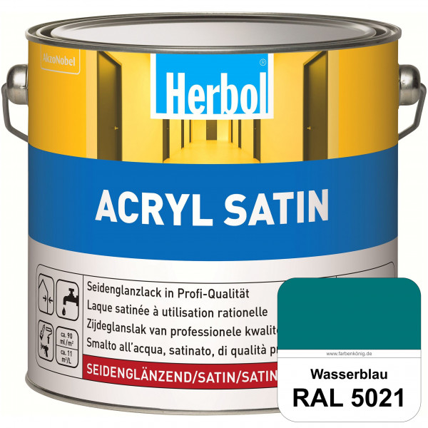 Acryl Satin (RAL 5021 Wasserblau) wasserverdünnbarer seidenglänzender Lack (Innen & Außen)