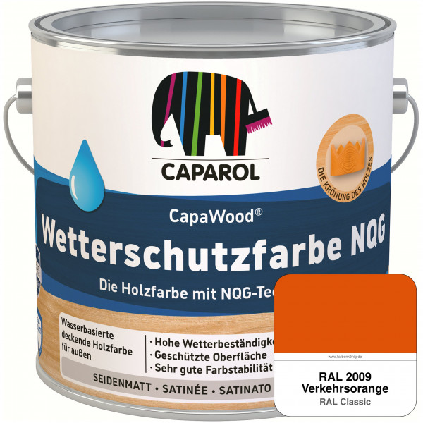 CapaWood® Wetterschutzfarbe NQG (RAL 2009 Verkehrsorange) - ersetzt Capadur Wetterschutzfarbe NQG