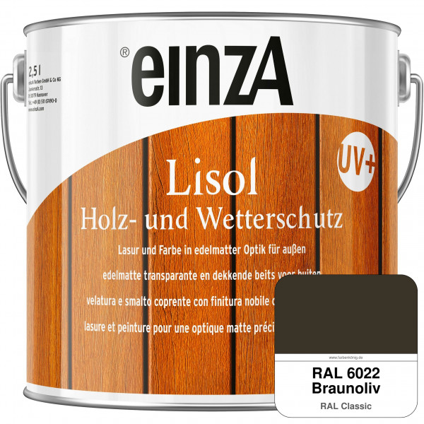 einzA Lisol Holz- und Wetterschutz Lasur und Farbe (RAL 6022 Braunoliv)