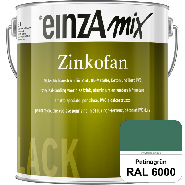 einzA Zinkofan (RAL 6000 Patinagrün) Hoch wetterbeständiges "Dickschicht-1-Topf-System"