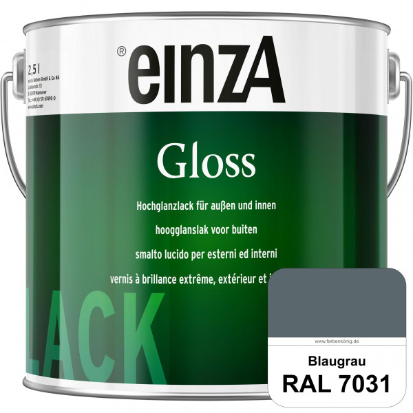 einzA Gloss (RAL 7031 Blaugrau) Hochwertiger Alkydharzlack in Premium-Qualität, hochglänzend.