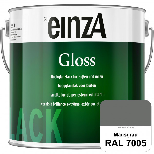 einzA Gloss (RAL 7005 Mausgrau) Hochwertiger Alkydharzlack in Premium-Qualität, hochglänzend.