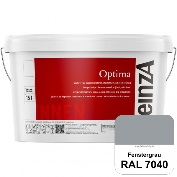 einzA Optima (RAL 7040 Fenstergrau) Stumpfmatte Dispersionsfarbe für hochwertige Anstriche