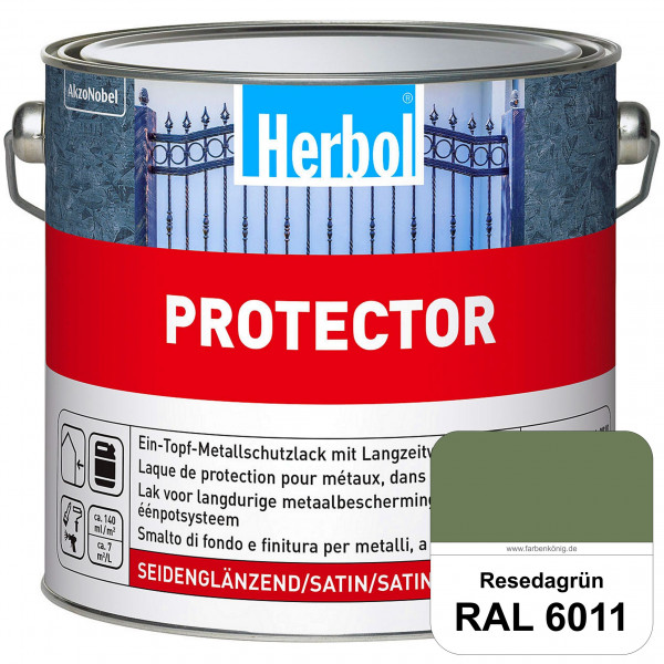 Protector (RAL 6011 Resedagrün) Seidenglänzende Spezialbeschichtung für Eisen- und NE-Metalle (außen