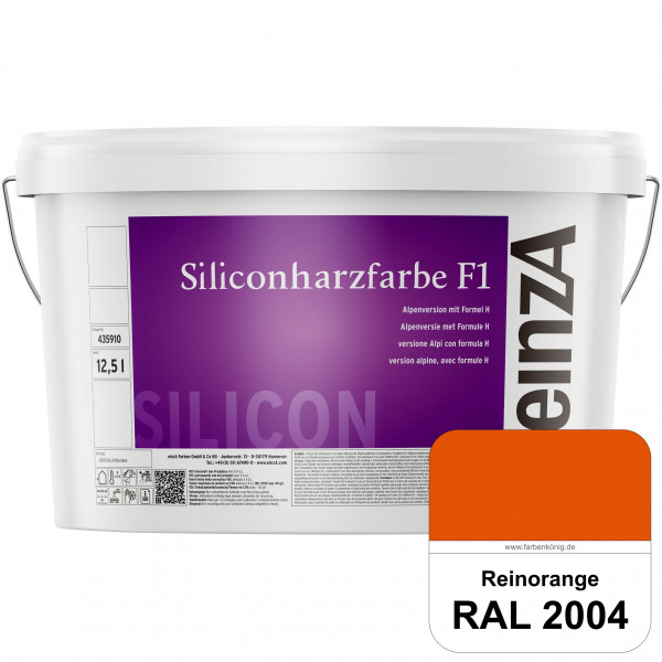 einzA Siliconharzfarbe F1 (RAL 2004 Reinorange) Universal Siliconharz-Fassadenfarbe, kalkmatt, wette