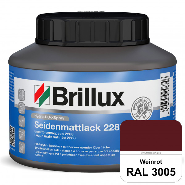 Hydro-PU-XSpray Seidenmattlack 2288 (RAL 3005 Weinrot) hochwertiger Lack speziell für das XVLP-Sprit