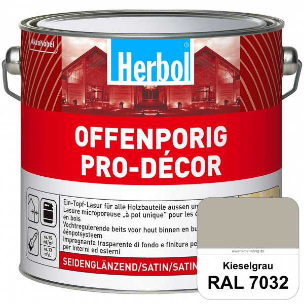 Herbol Offenporig Pro-Décor (RAL 7032 Kieselgrau) Hochwertige Ein-Topf-Holzlasur mit 2-Phasen-UV-Sch