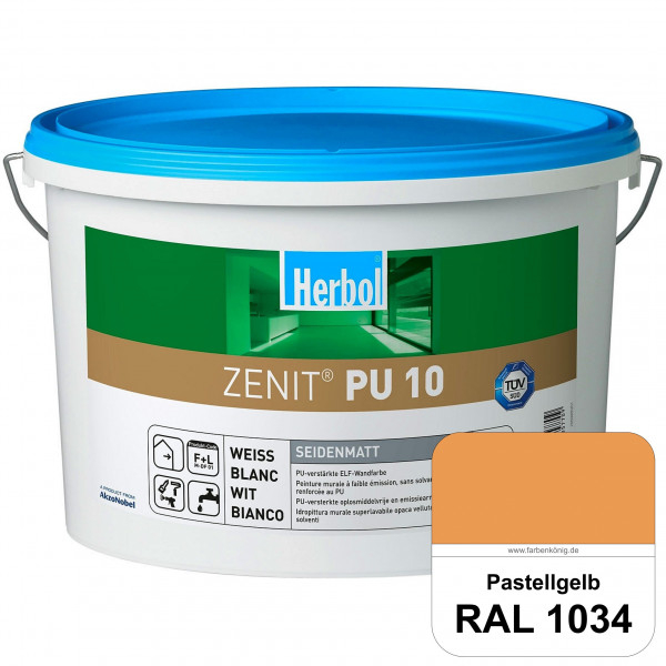 Zenit PU 10 (RAL 1034 Pastellgelb) seidenmatte und strapazierfähige PU-Wandfarbe