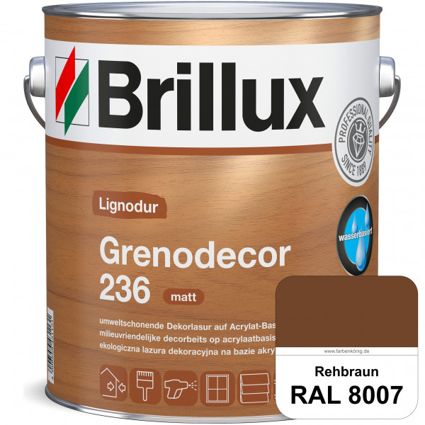 Grenodecor 236 (RAL 8007 Rehbraun) Umwelt- und gesundheitsschonende, diffusionsfähige Dekorlasur mit