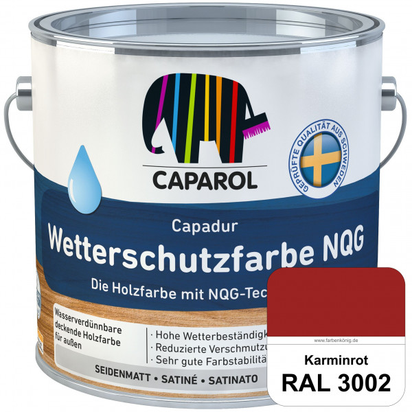 Capadur Wetterschutzfarbe NQG (RAL 3002 Karminrot) Holzfarbe mit NQG-Technologie wasserbasiert für a