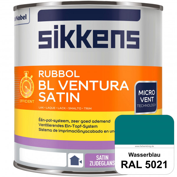 Rubbol BL Ventura Satin (RAL 5021 Wasserblau) Seidenglanzlack (wasserbasiert) Fenster außen