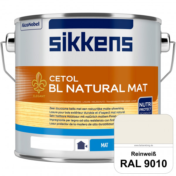 Cetol BL Natural Mat (RAL 9010 Reinweiß) Matte, wasserverdünnnbare Dünnschichtlasur