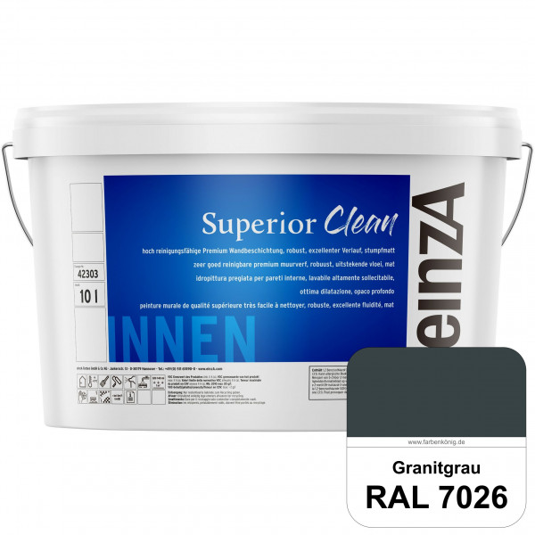 einzA Superior Clean (RAL 7026 Granitgrau) Hoch reinigungsfähige, stumpfmatte Premium-Wandbeschichtu