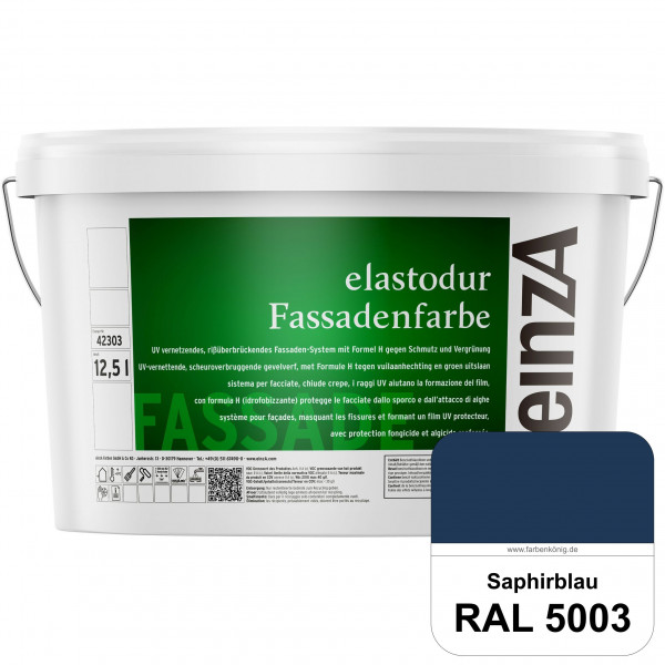 einzA elastodur Fassadenfarbe (RAL 5003 Saphirblau) UV-vernetzendes & rissüberbrückendes Fassadenfar