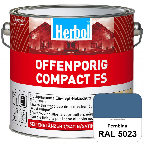 Offenporig Compact FS (RAL 5023 Fernblau) Rationelle & thixotrope Ein-Topf-Holzlasur (außen)