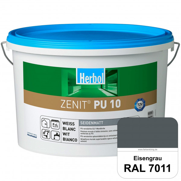 Zenit PU 10 (RAL 7011 Eisengrau) seidenmatte und strapazierfähige PU-Wandfarbe