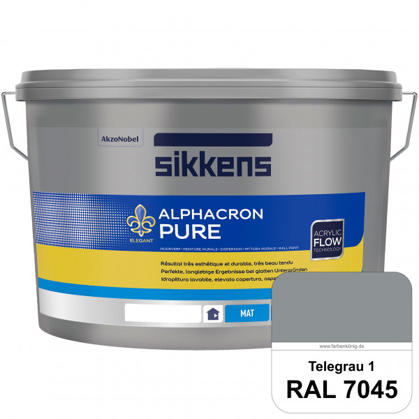 Alphacron Pure (RAL 7045 Telegrau 1) Edelmatte & hochertige Premium Wandfarbe für glatte Untergründe