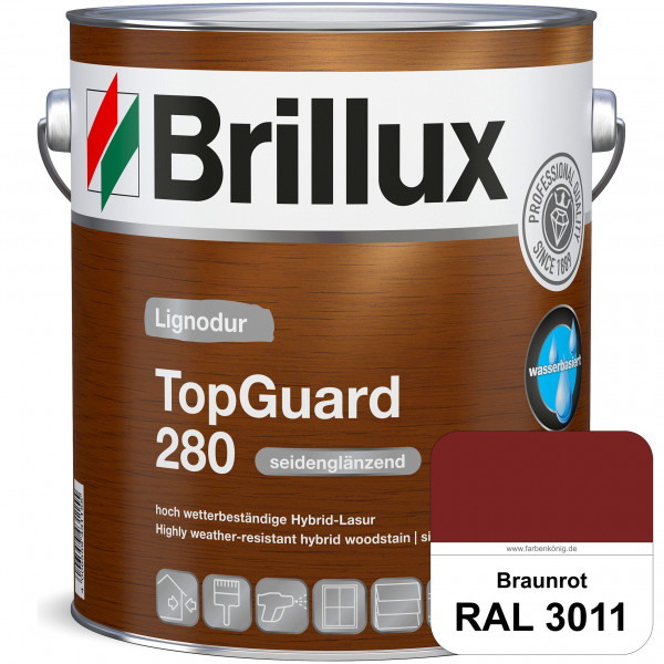TopGuard 280 (RAL 3011 Braunrot) wasserbasierte, wetterbeständige und seidenglänzende Hybridlasur (A