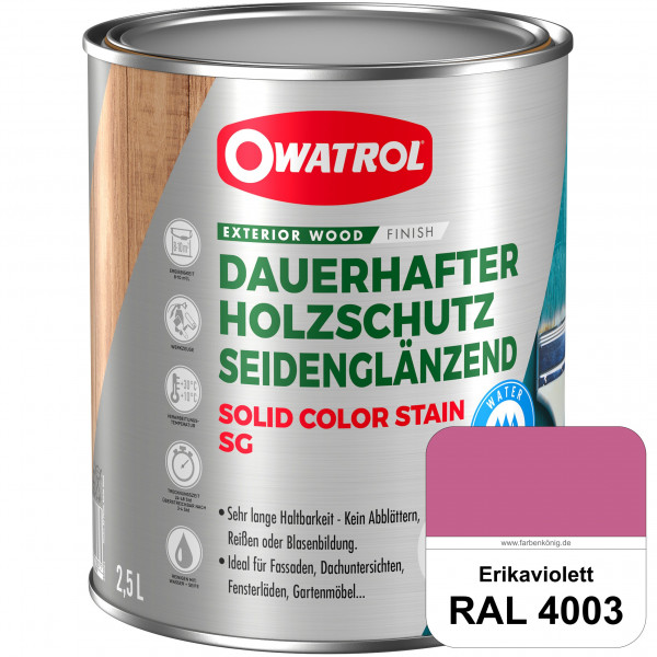 Solid Color Stain SG (RAL 4003 Erikaviolett) deckende und seidenglänzende Wetterschutzfarbe außen