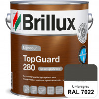 TopGuard 280 (RAL 7022 Umbragrau) wasserbasierte, wetterbeständige und seidenglänzende Hybridlasur (