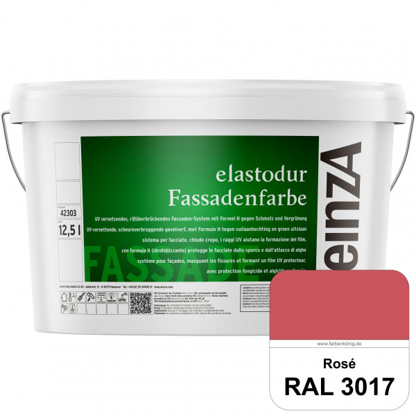 einzA elastodur Fassadenfarbe (RAL 3017 Rosa) UV-vernetzendes & rissüberbrückendes Fassadenfarbe