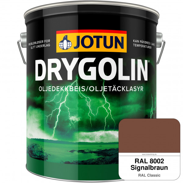 DRYGOLIN Oljedekkbeis - Deckende & wetterbeständige Öllasur für Außen (RAL 8002 Signalbraun)