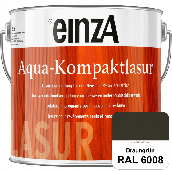 einzA Aqua-Kompaktlasur (RAL 6008 Braungrün) wasserverdünnbare & feuchtigkeitsregulierende Lasurbesc