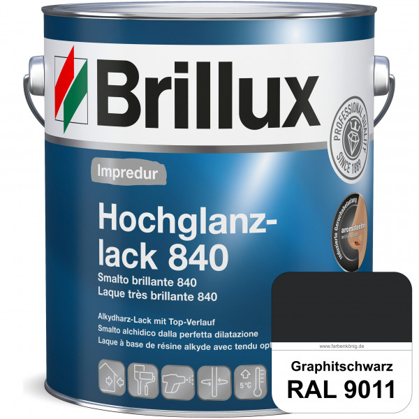 Impredur Hochglanzlack 840 (RAL 9011 Graphitschwarz) für Holz- und Metallflächen (löselmittelhaltig)