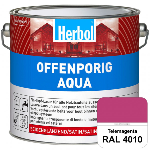 Offenporig Aqua (RAL 4010 Telemagenta) Wasserverdünnbar & hochwertige Ein-Topf-Holzlasur - Feuchtesc