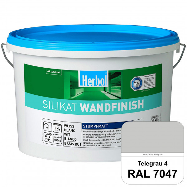 Silikat WandFinish (RAL 7047 Telegrau 4) mineralische Wandfarbe für ein gesundes Wohnklima