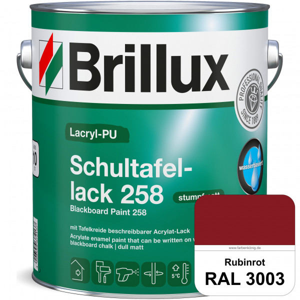 Lacryl-PU Schultafellack 258 (RAL 3003 Rubinrot) wasserbasierter und matter Schultafellack (innen)