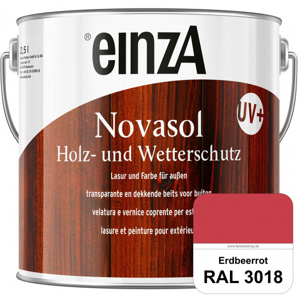 einzA Novasol HW Farbe (RAL 3018 Erdbeerrot) Deckender Wetterschutz für außen